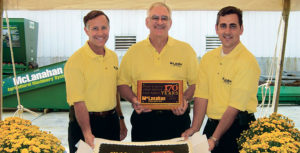 George Sidney, left, celebrated the 170th anniversary of McLanahan Corp. alongside Michael McLanahan, center, and Sean McLanahan back in 2005. Photo courtesy of McLanahan Corp.